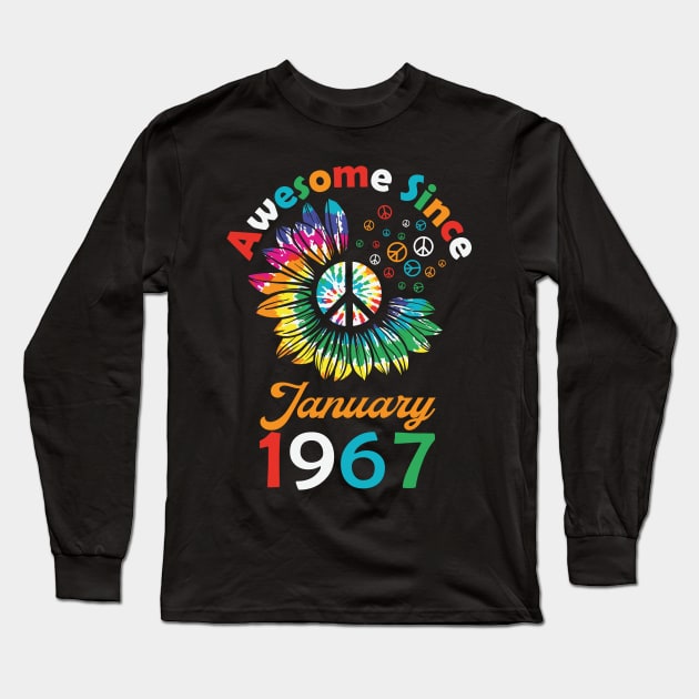 Funny Birthday Quote, Awesome Since January 1967, Retro Birthday Long Sleeve T-Shirt by Estrytee